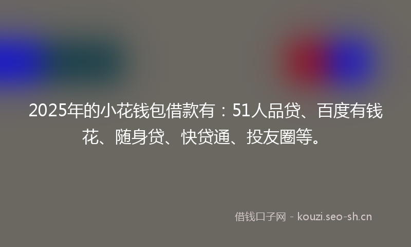 2025年的小花钱包借款有:51人品贷、百度有钱花、随身贷、快贷通、投友圈等。