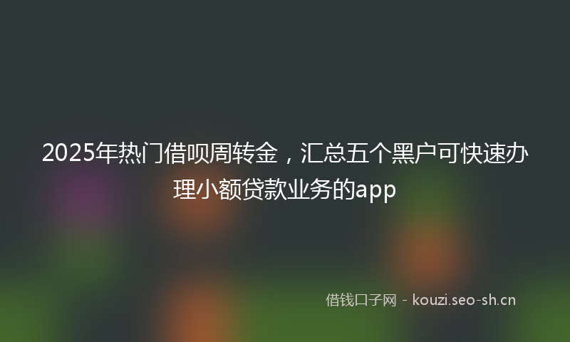 2025年热门借呗周转金，汇总五个黑户可快速办理小额贷款业务的app