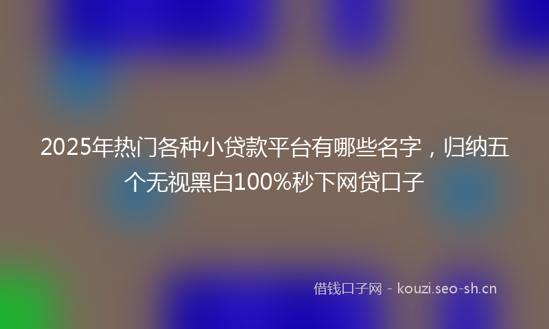 2025年热门各种小贷款平台有哪些名字，归纳五个无视黑白100%秒下网贷口子
