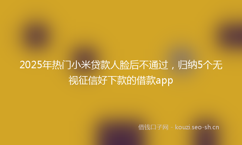 2025年热门小米贷款人脸后不通过,归纳5个无视征信好下款的借款app