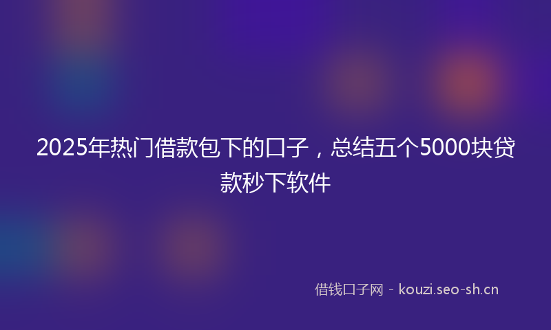 2025年热门借款包下的口子，总结五个5000块贷款秒下软件