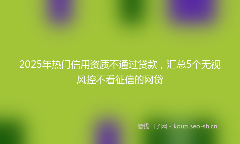 2025年热门信用资质不通过贷款，汇总5个无视风控不看征信的网贷