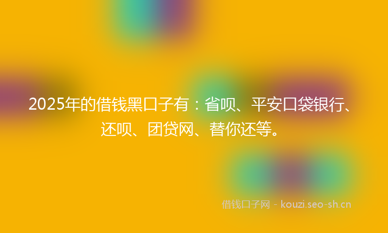 2025年的借钱黑口子有：省呗、平安口袋银行、还呗、团贷网、替你还等。
