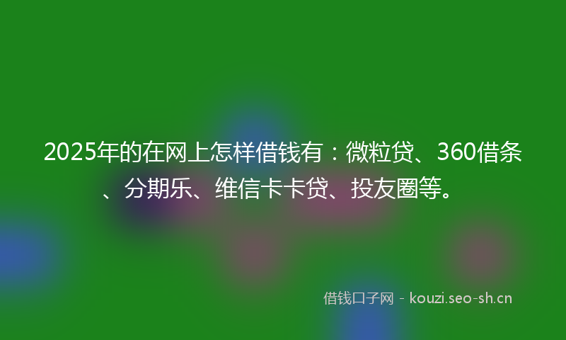 2025年的在网上怎样借钱有：微粒贷、360借条、分期乐、维信卡卡贷、投友圈等。