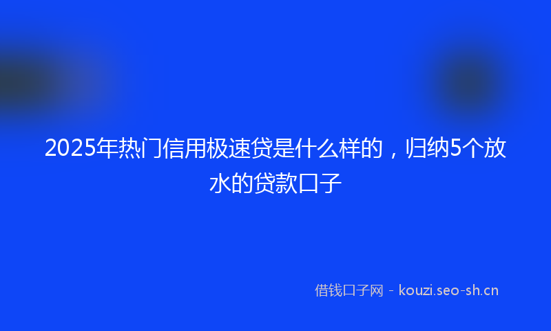 2025年热门信用极速贷是什么样的，归纳5个放水的贷款口子