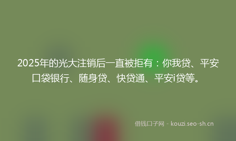 2025年的光大注销后一直被拒有：你我贷、平安口袋银行、随身贷、快贷通、平安i贷等。