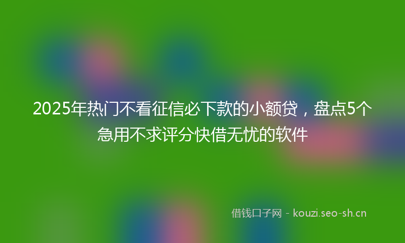 2025年热门不看征信必下款的小额贷，盘点5个急用不求评分快借无忧的软件