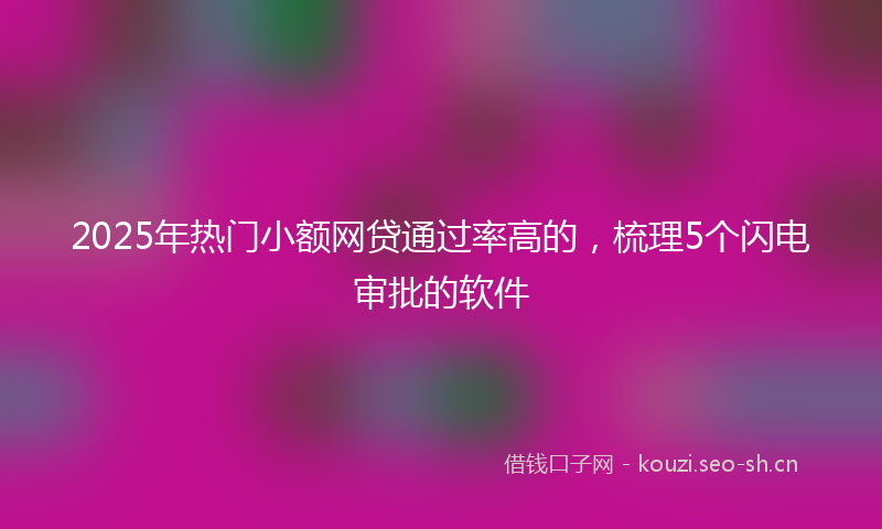 2025年热门小额网贷通过率高的，梳理5个闪电审批的软件