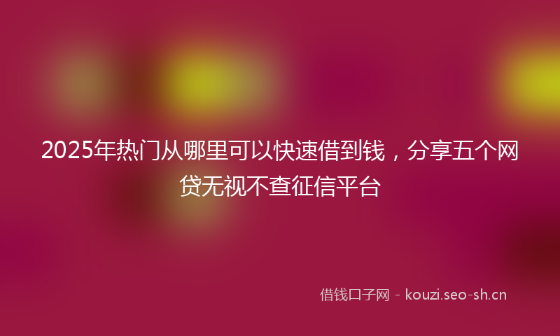 2025年热门从哪里可以快速借到钱，分享五个网贷无视不查征信平台