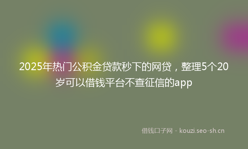 2025年热门公积金贷款秒下的网贷，整理5个20岁可以借钱平台不查征信的app