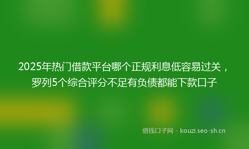 2025年热门借款平台哪个正规利息低容易过关，罗列5个综合评分不足有负债都能下款口子