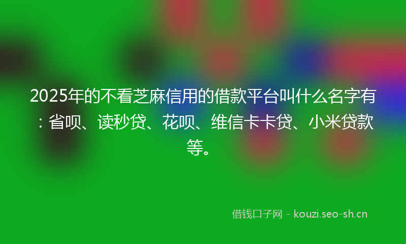 2025年的不看芝麻信用的借款平台叫什么名字有：省呗、读秒贷、花呗、维信卡卡贷、小米贷款等。