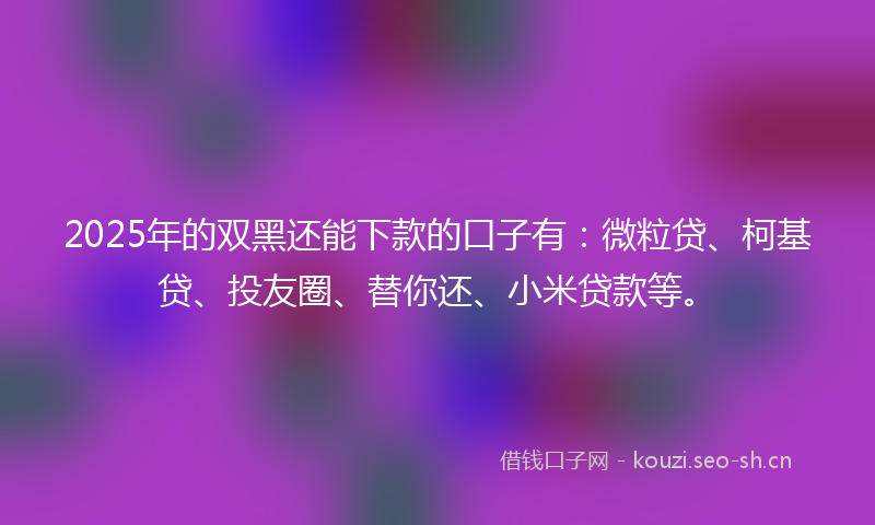 2025年的双黑还能下款的口子有：微粒贷、柯基贷、投友圈、替你还、小米贷款等。