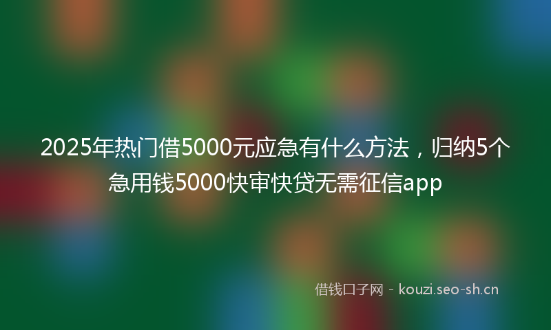 2025年热门借5000元应急有什么方法，归纳5个急用钱5000快审快贷无需征信app