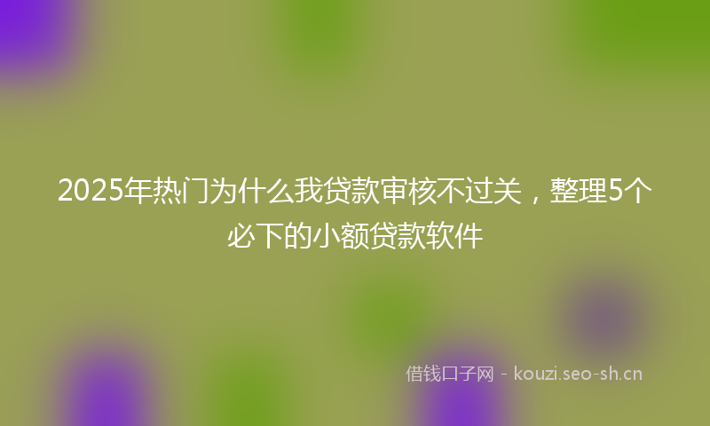 2025年热门为什么我贷款审核不过关，整理5个必下的小额贷款软件