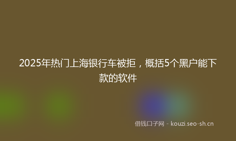 2025年热门上海银行车被拒，概括5个黑户能下款的软件