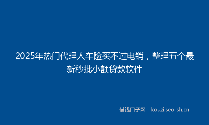 2025年热门代理人车险买不过电销，整理五个最新秒批小额贷款软件