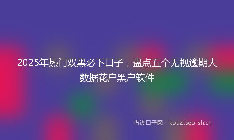 2025年热门双黑必下口子，盘点五个无视逾期大数据花户黑户软件