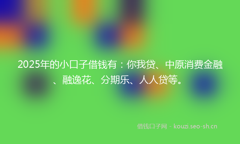 2025年的小口子借钱有：你我贷、中原消费金融、融逸花、分期乐、人人贷等。