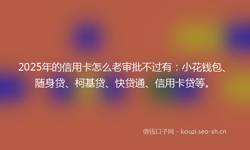 2025年的信用卡怎么老审批不过有：小花钱包、随身贷、柯基贷、快贷通、信用卡贷等。