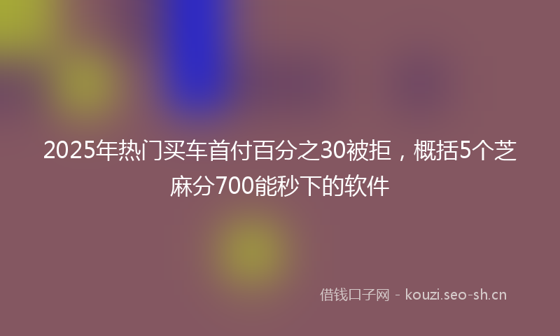2025年热门买车首付百分之30被拒，概括5个芝麻分700能秒下的软件