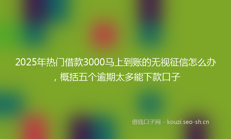 2025年热门借款3000马上到账的无视征信怎么办，概括五个逾期太多能下款口子