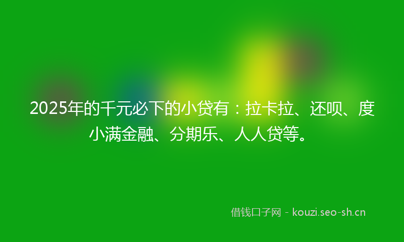 2025年的千元必下的小贷有：拉卡拉、还呗、度小满金融、分期乐、人人贷等。