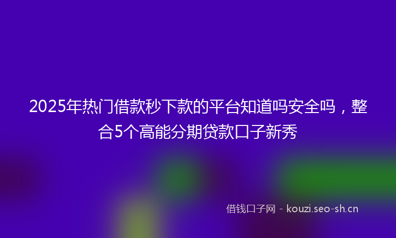 2025年热门借款秒下款的平台知道吗安全吗，整合5个高能分期贷款口子新秀