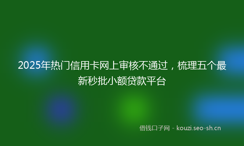 2025年热门信用卡网上审核不通过，梳理五个最新秒批小额贷款平台