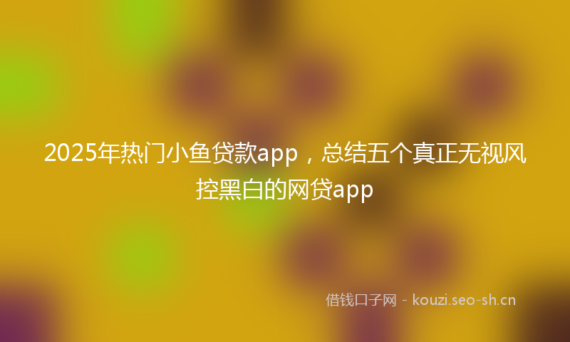 2025年热门小鱼贷款app，总结五个真正无视风控黑白的网贷app