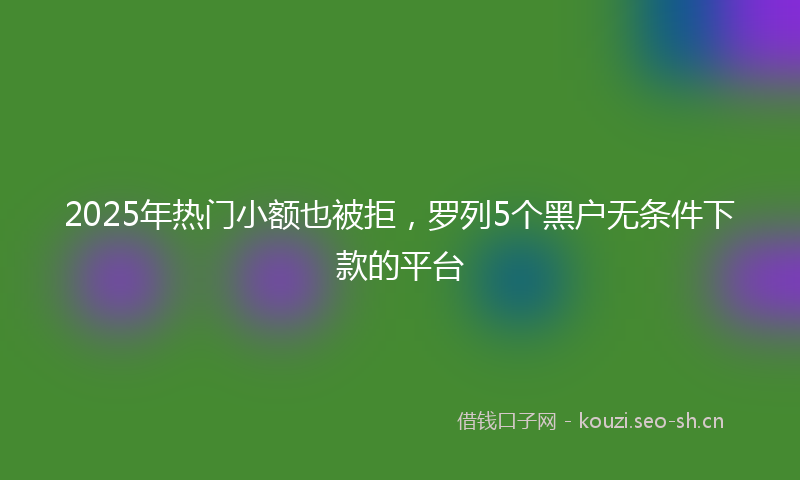 2025年热门小额也被拒，罗列5个黑户无条件下款的平台