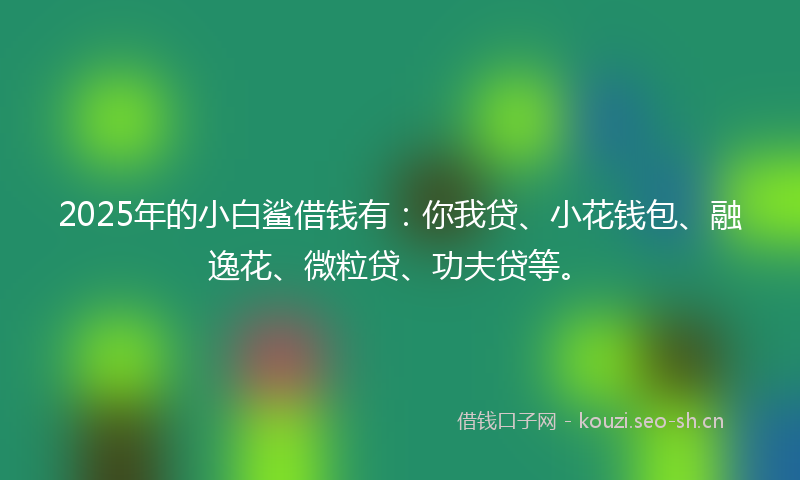 2025年的小白鲨借钱有：你我贷、小花钱包、融逸花、微粒贷、功夫贷等。