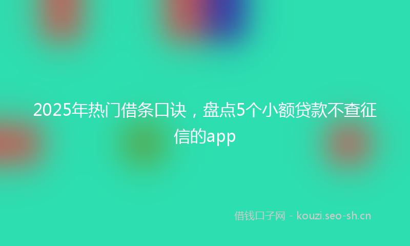 2025年热门借条口诀，盘点5个小额贷款不查征信的app