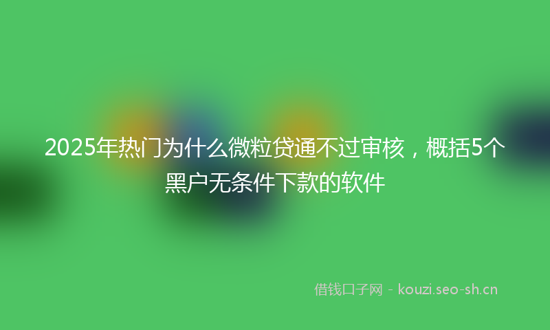 2025年热门为什么微粒贷通不过审核，概括5个黑户无条件下款的软件