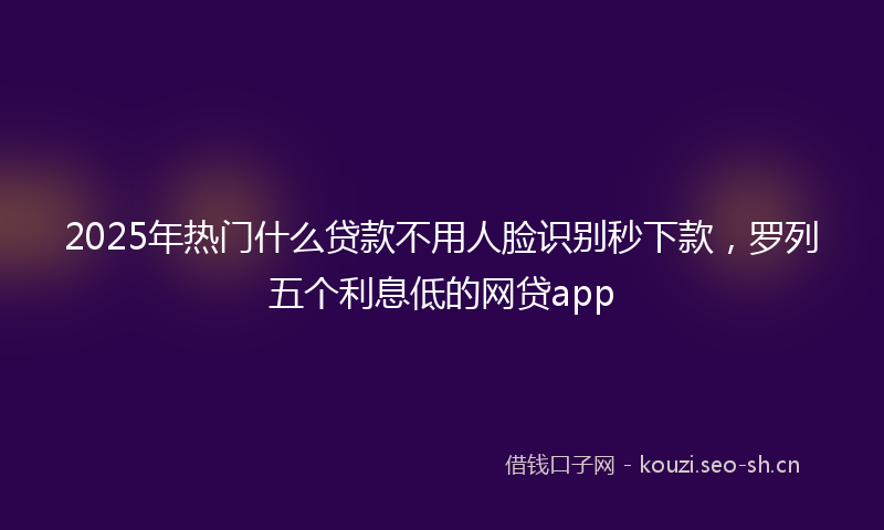 2025年热门什么贷款不用人脸识别秒下款，罗列五个利息低的网贷app