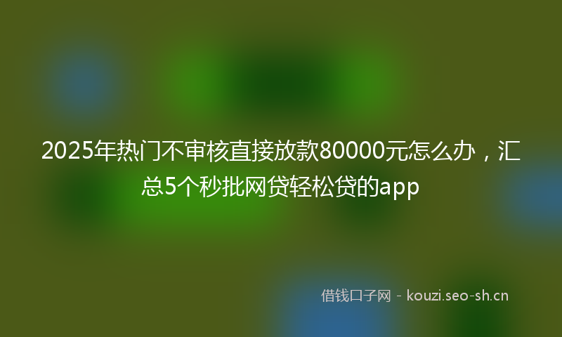 2025年热门不审核直接放款80000元怎么办，汇总5个秒批网贷轻松贷的app