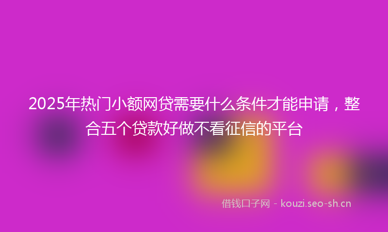 2025年热门小额网贷需要什么条件才能申请，整合五个贷款好做不看征信的平台