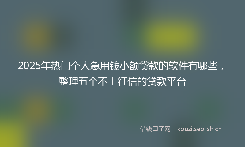 2025年热门个人急用钱小额贷款的软件有哪些，整理五个不上征信的贷款平台