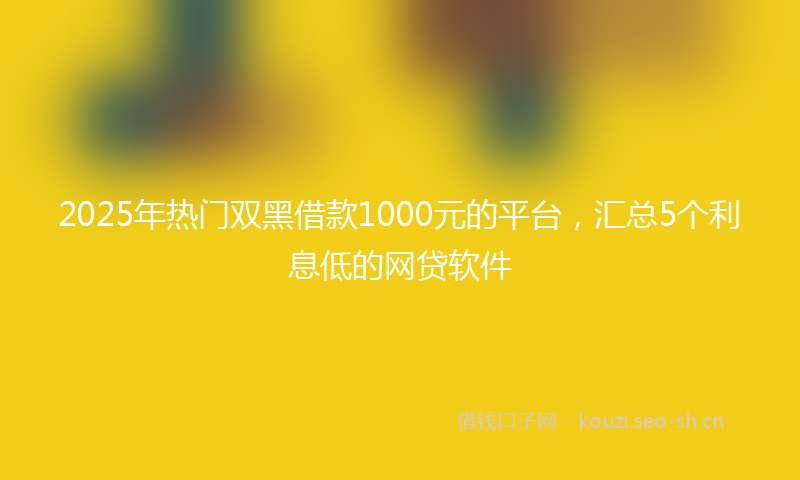 2025年热门双黑借款1000元的平台，汇总5个利息低的网贷软件