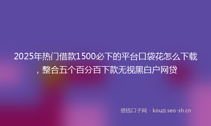 2025年热门借款1500必下的平台口袋花怎么下载，整合五个百分百下款无视黑白户网贷