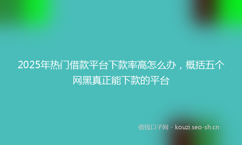 2025年热门借款平台下款率高怎么办，概括五个网黑真正能下款的平台