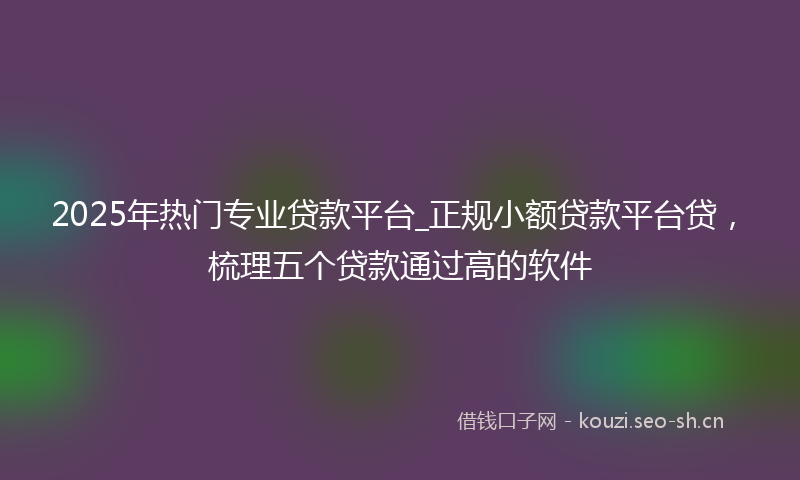 2025年热门专业贷款平台_正规小额贷款平台贷，梳理五个贷款通过高的软件