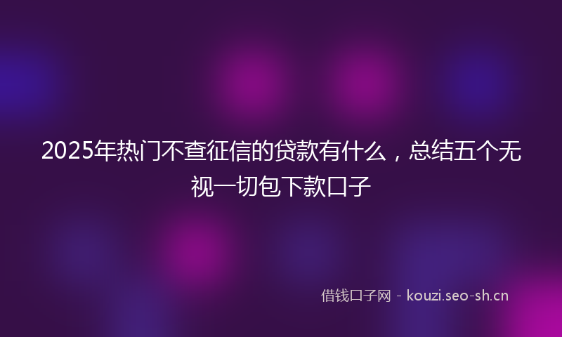 2025年热门不查征信的贷款有什么，总结五个无视一切包下款口子