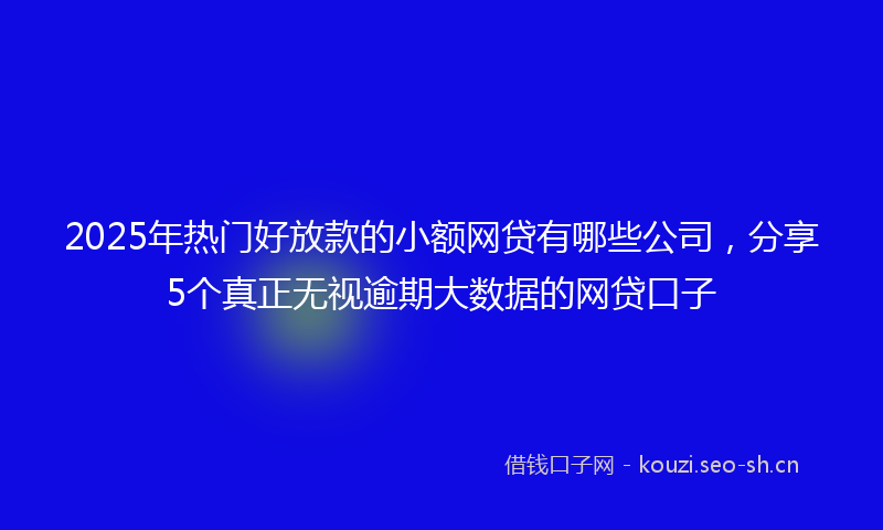 2025年热门好放款的小额网贷有哪些公司，分享5个真正无视逾期大数据的网贷口子