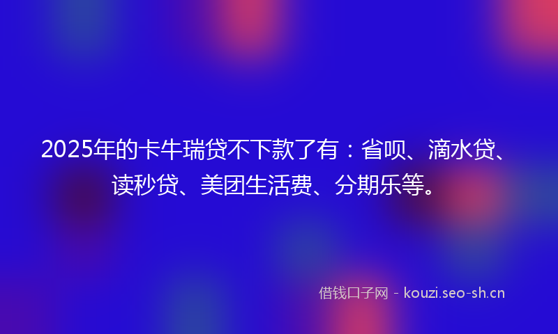 2025年的卡牛瑞贷不下款了有：省呗、滴水贷、读秒贷、美团生活费、分期乐等。