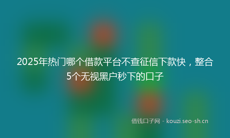 2025年热门哪个借款平台不查征信下款快，整合5个无视黑户秒下的口子