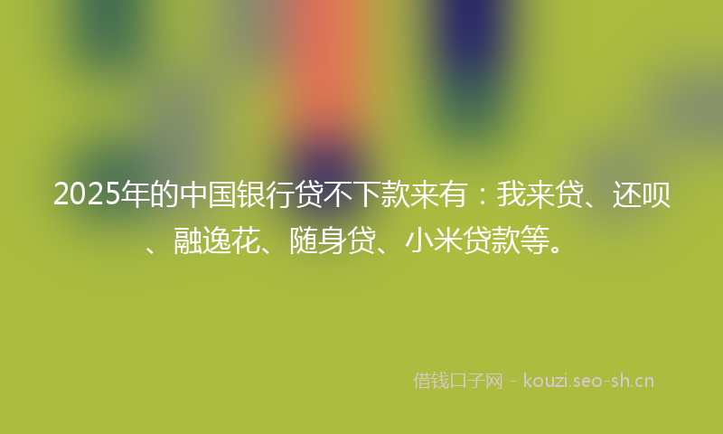 2025年的中国银行贷不下款来有：我来贷、还呗、融逸花、随身贷、小米贷款等。