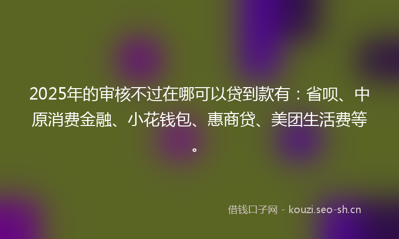 2025年的审核不过在哪可以贷到款有:省呗、中原消费金融、小花钱包、惠商贷、美团生活费等。