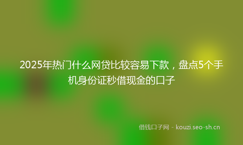2025年热门什么网贷比较容易下款，盘点5个手机身份证秒借现金的口子
