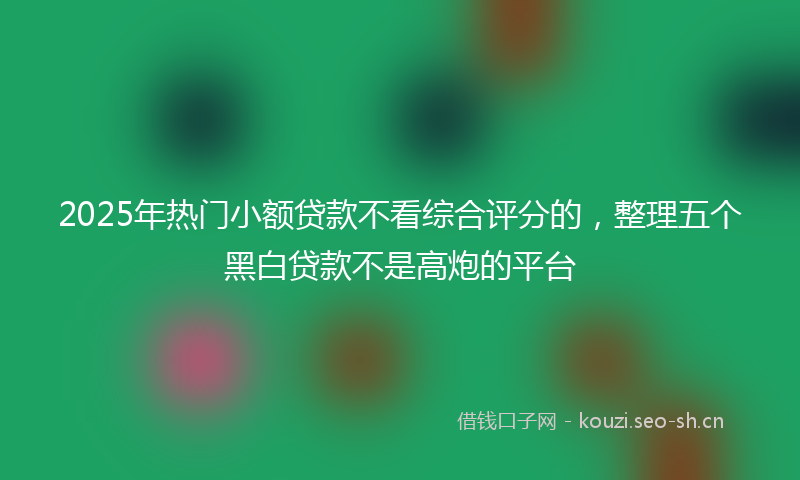 2025年热门小额贷款不看综合评分的，整理五个黑白贷款不是高炮的平台